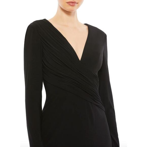 MAC DUGGAL Dress Size 10 Evening Gown Jersey Black Long Sleeve NEW V Neck - Picture 8 of 8